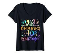 Womens OMG It's My Brother's 40th Birthday Sweet 40 Years Old V-Neck T-Shirt