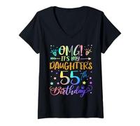 Womens OMG It's My Daughter's 55th Birthday Sweet 55 Years Old V-Neck T-Shirt