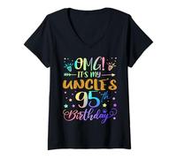 Womens OMG It's My Uncle's 95th Birthday Sweet 95 Years Old V-Neck T-Shirt