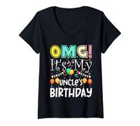 Women's OMG! It's My Uncle's Birthday Cool Party V-Neck T-Shirt