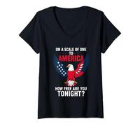 Womens On A Scale Of One To America How Free Are You Tonight V-Neck T-Shirt