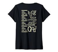 Women's (On Back) How Big is This Problem to God Faith Christian Men V-Neck T-Shirt