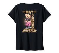 Women's (ON Back) May 2006 20th Birthday 20 Year Teddy Bear V-Neck T-Shirt