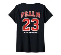 Women's (ON Back) Psalm 23 The Lord is My Shepherd V-Neck T-Shirt