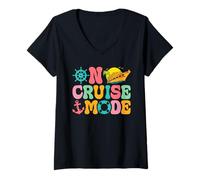 Women's On Cruise Time Vacay Mode Cruising Summer Cruise Trip V-Neck T-Shirt