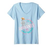 Womens On My Husband's Last Nerve Funny Saying Wife Life Women V-Neck T-Shirt