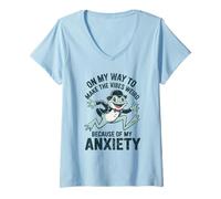 Womens On My Way to Make The Vibes Weird Because of My Anxiety V-Neck T-Shirt