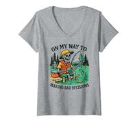 Women's On My Way to Making Bad Decisions - Funny Fishing V-Neck T-Shirt
