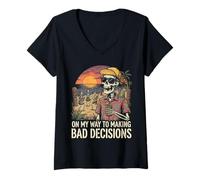 Women's On My Way to Making Bad Decisions Funny V-Neck T-Shirt
