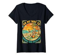 Women's On My Way to Making Bad Decisions Skeleton Beach V-Neck T-Shirt