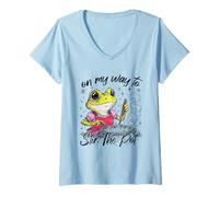 Womens On My Way to Stir The Pot Frog Meme Sarcastic Sayings Women V-Neck T-Shirt