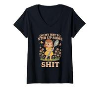 Womens On My Way to Stir Up Some Shit Funny Sarcstic V-Neck T-Shirt