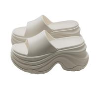 Women's On Summer High Heeled Thick Flops with Anti and Heat Insulating Properties for Use On The Beach Or in The Warm Slippers Women Size 8 (White, 6)