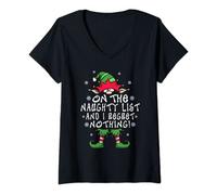Womens On The Naughty List And I Regret Nothing Elf Christmas Gift V-Neck T-Shirt
