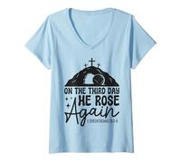 Women's On The Third Day He Rose Again Corinthians 15 3 Resurrection V-Neck T-Shirt