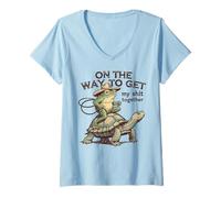 Women's On The Way to Get It Together Funny Frog Turtle Cowboy V-Neck T-Shirt