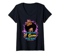 Womens On This Day a Queen was Born V-Neck T-Shirt