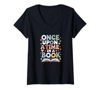 Womens Once Upon a Time in a Book - Whimsical Storytelling V-Neck T-Shirt