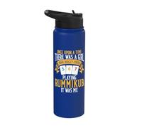 Womens Once Upon A Time There was A Girl Playing Rummikub Stainless Steel Insulated Water Bottle