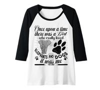 Womens Once Upon A Time There Was A Girl Who Loved Elephants & Dogs Raglan Baseball Tee