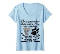 Womens Once Upon A Time There Was A Girl Who Loved Elephants & Dogs V-Neck T-Shirt