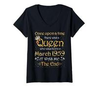 Women's Once Upon A Time There was A Queen was Born in March 1959 V-Neck T-Shirt