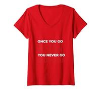 Women's Once You Go Asian You Never Go Caucasian V-Neck T-Shirt, Red, X-Large