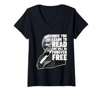 Women's Once You Learn to Read Frederick Douglass V-Neck T-Shirt