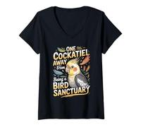 Women's One Cockatiel Away from Being A Bird Sanctuary Cockatiels V-Neck T-Shirt