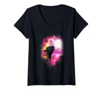 Womens One Cow Howling at The Moon Pink Moon Cow Lover V-Neck T-Shirt