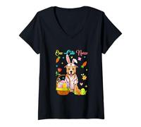 Women's One Cute Nurse Easter Bunny Pit Bull Colorful Eggs Basket V-Neck T-Shirt
