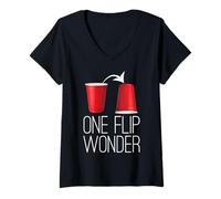 Womens One Flip Wonder Flip Cup Beriut Beer Drinking T-Shirt V-Neck T-Shirt