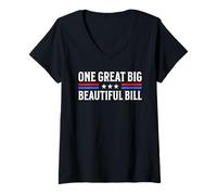 Womens One Great Big Beautiful Bill - Patriotic USA Budget Slogan V-Neck T-Shirt