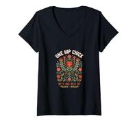 Women's One Hip Chick with One New Hip Replacement Surgery V-Neck T-Shirt