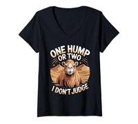 Women's One Hump Or Two I Don't Judge Camel Lover V-Neck T-Shirt