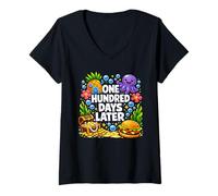 Women's One Hundred Days Later School Student 100 Days of School V-Neck T-Shirt