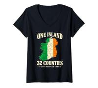 Women's One Island 32 Counties United Ireland Irish Unity V-Neck T-Shirt