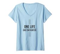 Women's One Life One Encounter Japanese Concept Messag V-Neck T-Shirt