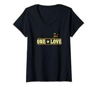 Womens One Love Dub Reggae Lion V-Neck T-Shirt