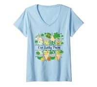 Women's One Lucky para Pencil Paraprofessional Clover St Patrick Day V-Neck T-Shirt