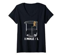 Womens One Mole Per Liter Chemistry Biochemist V-Neck T-Shirt