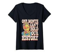 Womens One Month Can’t Hold Our History Afro Pride V-Neck T-Shirt