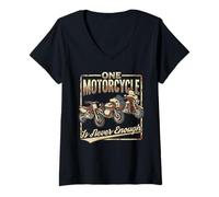 Women's One Motorcycle is Never Enough Funny Biker Collector V-Neck T-Shirt