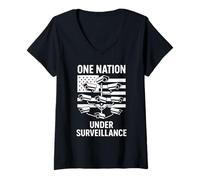 Womens One Nation Under Surveillance 1984 Police State No Privacy V-Neck T-Shirt