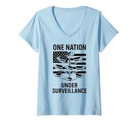 Womens One Nation Under Surveillance 1984 Police State No Privacy V-Neck T-Shirt