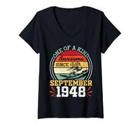 Women's One of A Kind Awesome Since September 1948 Surf 78 Years Old V-Neck T-Shirt