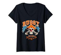 Women's One Piece Buggy Collegic Skull V-Neck T-Shirt