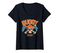 Womens One Piece Buggy Pirates Clown Skull Crossbones Emblem Anime V-Neck T-Shirt