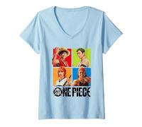 Women's One Piece Character Squares Map V-Neck T-Shirt