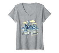 Women's One Piece Drum Island Postcard Poster V-Neck T-Shirt